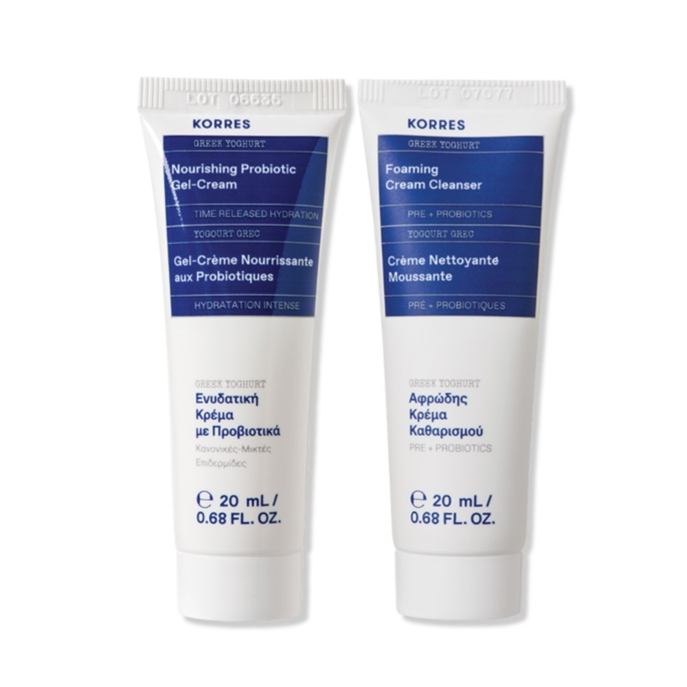 KORRES Greek Yoghurt Foaming Cream Cleanser & Nourishing Probiotic Gel-Cream NIP